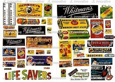 JL 1930s-1950s Vintage Candy Signs Model Railroad Billboard HO Scale #266