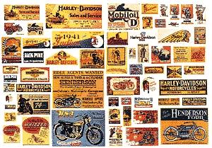 JL Vintage Motorcycle Signs 1920s - 1950s Model Railroad Billboard HO Scale #304