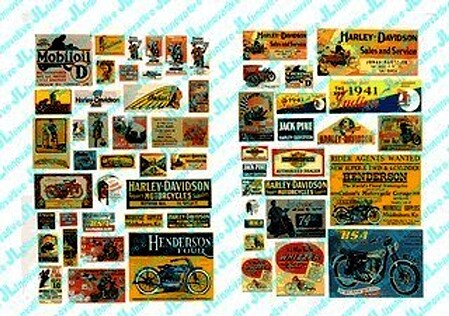 JL Vintage Motorcycle Signs 1920s - 1950s Model Railroad Billboard HO Scale #304