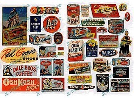 JL Vintage Food/Household Signs Model Railroad Billboard HO Scale #426