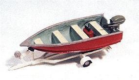 JL Fishing Boat, Motor & Trailer Metal Kit Model Railroad Vehicle HO Scale #455