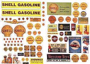 JL Vintage Shell Gas Station Posters/Signs Model Railroad Billboard HO Scale #488