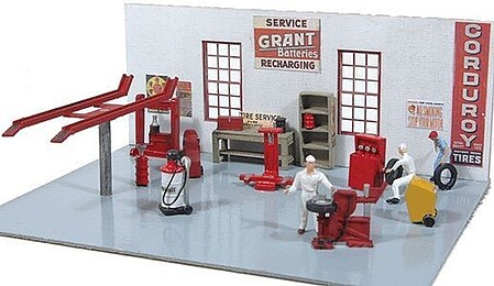 JL Gas Station Interior Equipment & Tool Set Model Railroad Building Accessory HO Scale #498