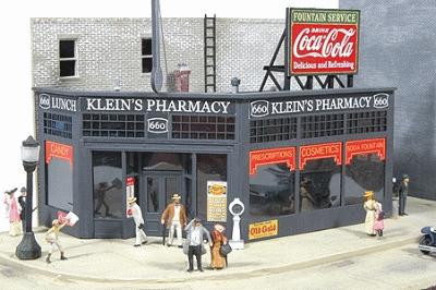 JL Kleins Pharmacy Kit Model Railroad Building HO Scale #531