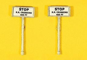 JL Custom Stop R.R. Crossing 400Ft. Signs (2) Model Railroad Trackside Accessory HO Scale #839