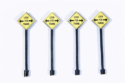 JL Custom Look for Trains Warning Signs (4) Model Railroad Building Accessory HO Scale #855