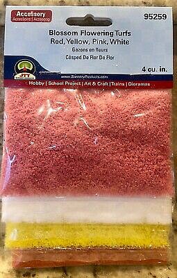 JTT Medium Flower turfs (red, yellow, and pink) Model Railroad Ground Cover Scenery #95259