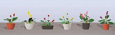 JTT Assorted Potted Flower Plants - Set #3 HO Scale Model Railroad Flower #95569