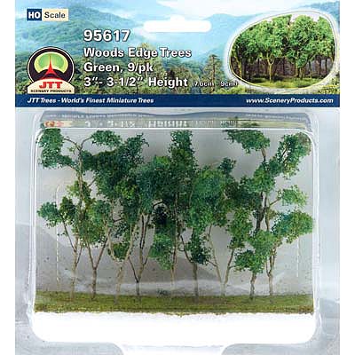 JTT Green Woods edge trees (9 pack, 3 to 3.5 inch) HO Scale Model Railroad Grass Scenery #95617