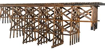 JV Wood Timber Trestle Kit (18 x 16) HO Scale Model Railroad Bridge #2014
