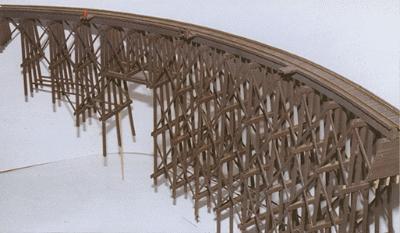JV Curved Wood Trestle Wood Kit O Scale Model Railroad Bridge #4016