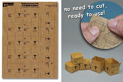 JsWorks 1/35 US Army Medical Boxes (7pcs) (Pre-cut Cardboard)