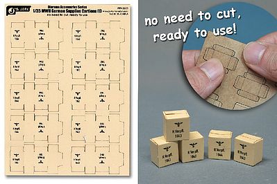 JsWorks 1/35 WWII German Supplies Cartons (10pcs) (Pre-cut Cardboard)