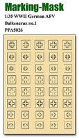 JsWorks 1/35 WWII German AFV Balkencruz #1 Marking Mask JsWorks 1/35 WWII German AFV Balkencruz #1 Marking Mask