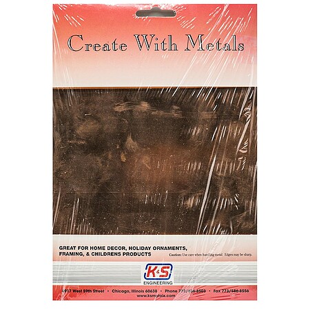 K-S Copper Metal Sheet .016 x 9 x 12 Hobby and Craft Metal Sheet #6535