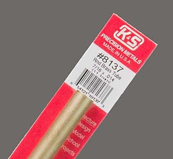 K-S Round Brass Tube .014 x 7/16 x 12 Hobby and Craft Metal Tubing #8137