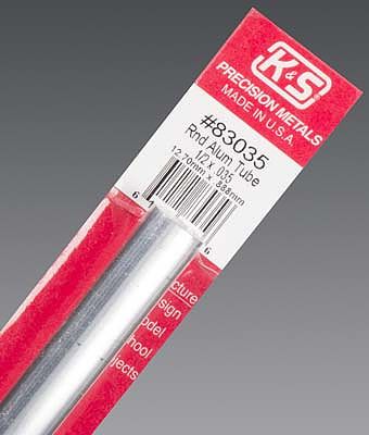 K-S Round Aluminum Tube .035 x 1/2 x 12 Hobby and Craft Metal Tubing #83035