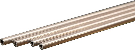 K-S Round Aluminum Tube .45mm x 2mm x 300mm (4) Hobby and Craft Metal Tubing #9801