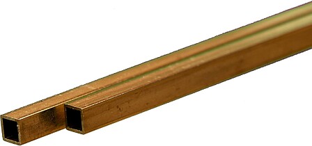 K-S Square Brass Tube .45mm x 4mm x 300mm (2) Hobby and Craft Metal Tubing #9852