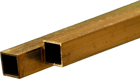 K-S Square Brass Tube .45mm x 6mm x 300mm (2) Hobby and Craft Metal Tubing #9854