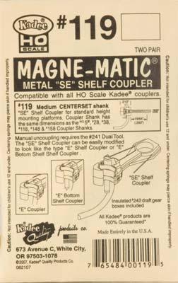 Kadee HO Scale Metal Knuckle Couplers 2 pr #147 Medium Underset Whisker 