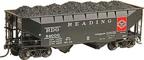 Kadee 50-Ton AAR Standard Offset 2-Bay Open Hopper w/Coal Load Ready to Run Reading #84000 (Built 1951, Factory New, Black) Kadee 50-Ton AAR Standard Offset 2-Bay Open Hopper w/Coal Load Ready to Run Reading #84000 (Built 1951, Factory New, Black)
