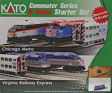 Kato F40PH Commuter Train Starter Set - Metra N Scale Model Train Set #1060032