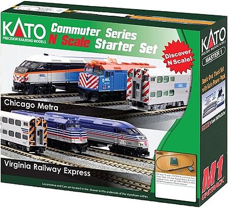 Kato F40PH Commuter Train Starter Set - Metra N Scale Model Train Set #1060032