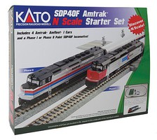 Kato EMD SDP40F Starter Set Standard DC Amtrak (Phase I), 4 Amfleet Cars, Unitrack Oval & Power Pack N-Scale Kato EMD SDP40F Starter Set Standard DC Amtrak (Phase I), 4 Amfleet Cars, Unitrack Oval & Power Pack N-Scale
