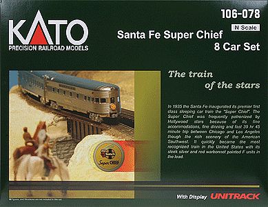 Kato Super Chief 8-Car Passenger Set - Santa Fe N Scale Model Train Set #106078