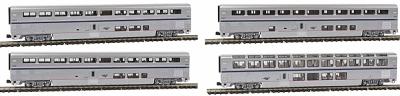 Kato Superliner 4-Pack Amtrak (Phase IVb) Set B- 2 Coaches, Sleeper & Lounge - N-Scale