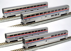 Kato Amtrak Superliner 4-Car Set A Ready to Run Coach #34037, Coach-Baggage #31024, Diner #33022, Sleeper #32022 (Phase III) N-Scale Kato Amtrak Superliner 4-Car Set A Ready to Run Coach #34037, Coach-Baggage #31024, Diner #33022, Sleeper #32022 (Phase III) N-Scale