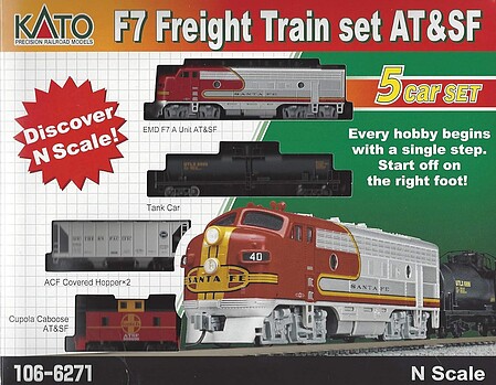 Kato Diesel Freight Train-Only Set Standard DC Santa Fe N Scale Model Train Set #1066271