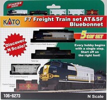 Kato Bluebonnet F7 Diesel Freight Train-Only Set Santa Fe N Scale Model Train Set #1066273