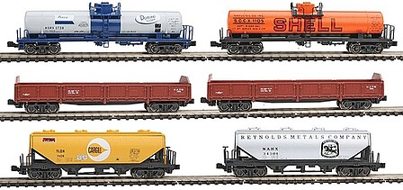 Kato Mixed Freight 6-Car - Ready to Run N Scale Model Train Freight Car Set #