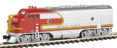 Kato EMD F7A - Standard DC Powered Santa Fe #38 (Warbonnet, red, silver) - N-Scale