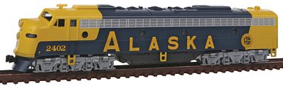 Kato EMD E8A w/Dynamic Brakes & Freight Pilot - Standard DC Alaska Railroad #2402 (1990s Scheme, blue, yellow) - N-Scale