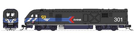 Kato Siemens ALC-42 Charger - Digitrax DCC Amtrak #301 (Day One Scheme 50th Anniversary, black, blue, red, white) - N-Scale