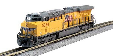 Kato GE ES44AC GEVO - Standard DC Union Pacific #5553 (Armour Yellow, gray, US Flag, Building America Logo) - N-Scale