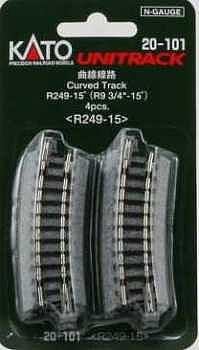 Kato Unitrack Curved Track 9.75 Radius 15-Degree N Scale Nickel Silver Model Train Track #20101