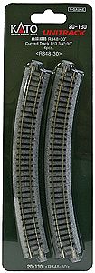 Kato Curved Roadbed Track Section - Unitrack (4) N Scale Nickel Silver Model Train Track #20130
