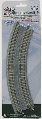 Kato Unitrack CT Double-Track Superelevated Curve N Scale Nickel Silver Model Train Track #20184