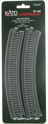 Kato Single Track Viaduct - Curved (R 15 - 30) N Scale Nickel Silver Model Train Track #20540