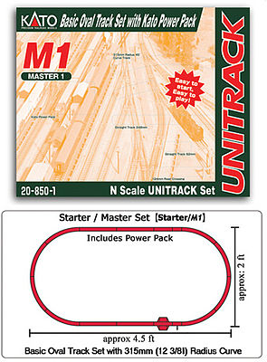 Kato Unitrack M1 Basic Oval Track Starter Set N Scale Nickel Silver Model Train Track #208501