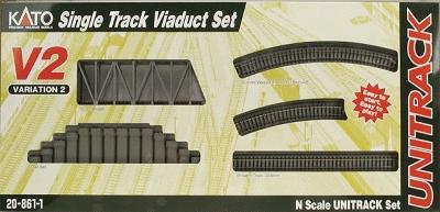 Kato Unitrack V2 Single-Track Viaduct Track Set N Scale Nickel Silver Model Train Track #208611