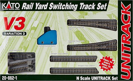 Kato Unitrack V3 Rail Yard Switching Track Set N Scale Nickel Silver Model Train Track #208621