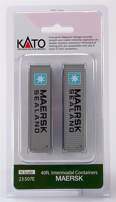 Kato 40 Corrugated Container 2-Pack - Maersk (2) N Scale Model Train Freight Car #23507e