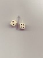 Kens Cream with White Dots Fuzzi Dice Plastic Model Car Accessory 1/24 Scale #d11 Kens Cream with White Dots Fuzzi Dice Plastic Model Car Accessory 1/24 Scale #d11