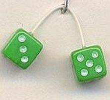 Kens Green with White Dots Fuzzi Dice Plastic Model Car Accessory 1/24 Scale #d12 Kens Green with White Dots Fuzzi Dice Plastic Model Car Accessory 1/24 Scale #d12