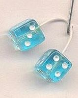 Kens Transparent Blue with White Dots Fuzzi Dice Plastic Model Car Accessory 1/24 Scale #d19 Kens Transparent Blue with White Dots Fuzzi Dice Plastic Model Car Accessory 1/24 Scale #d19